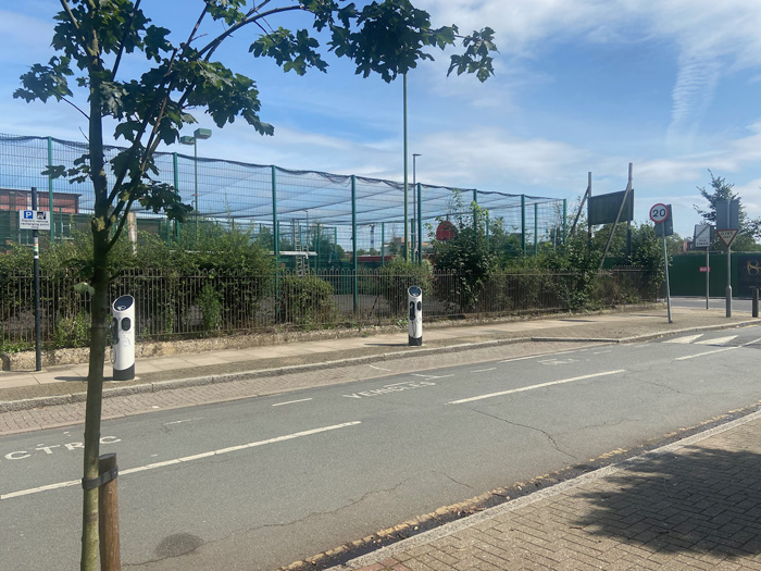 Fig. 37: Lower fencing with some planting although dominated by the cricket nets