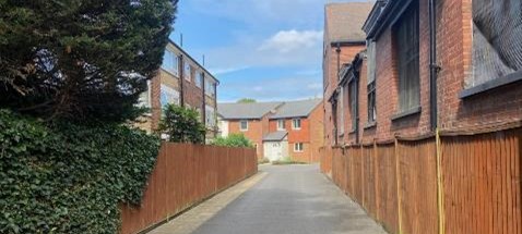 Fig. 120: Townsend Mews, twentieth century residential infill on land previously part of the church's Vicarage.