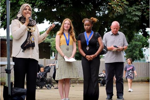 Mayor and Youth Mayors giving speeches