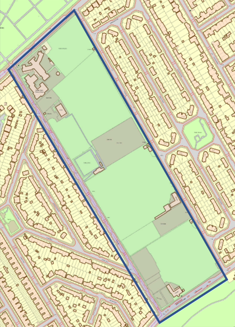 Figure 25: The Playing Fields, Allotments and Beatrix Potter School