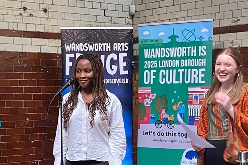 Wandsworth Deputy Youth Mayor Favour Oniri and Youth Mayor Millie Quinn launched the Wandsworth Arts Fringe